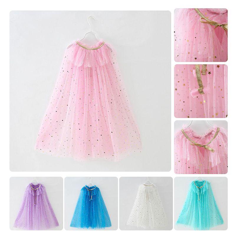 Fairy Girl Kids Cape Frozen Elsa Dress Princess Costume Cloak Tulle Xmas Shawl