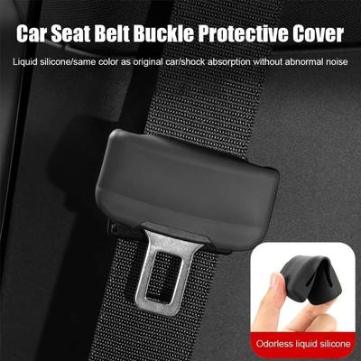 4Pcs Soft Silicone Anti-Collision Case Anti-Collision Protector Seat Belt Buckle Protector Anti-scratch Soft Protector Cover