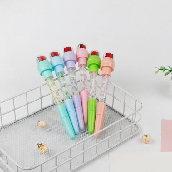 Gel Pen 4 In 1 Multi-functional Bubble Maker Roller Stamper Stationery Cartoon Fruit Pattern Plastic Writing Pen School Supplies