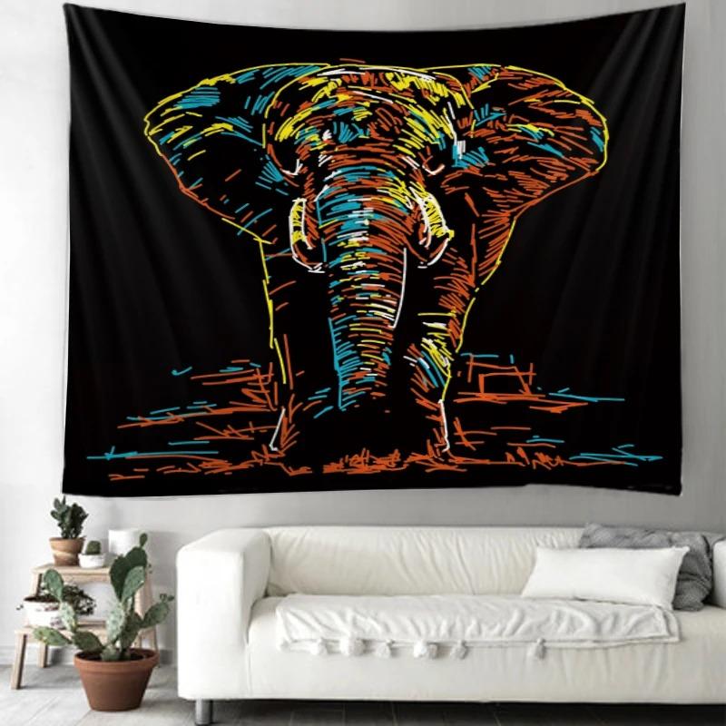 Wanddekoration Zuhause Wandteppich Elefantenmalerei Muster Hintergrund Büro Wohnzimmer Wandteppich