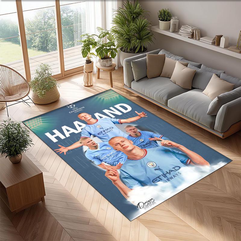 Erling Haaland Printed Flannel Area Rug Non Slip Soft Polyester Floor Carpet Indoor Decor Mat for Bedroom Living Room Sofa