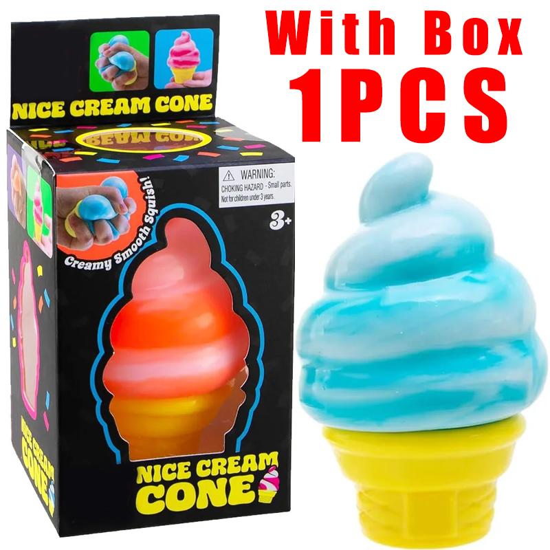 New Nice Cream Cone Ice-Cream Sensory Toys Relieving Stress Pinching Relieving Anxiety Fidget Squishy Children Adult Gifts