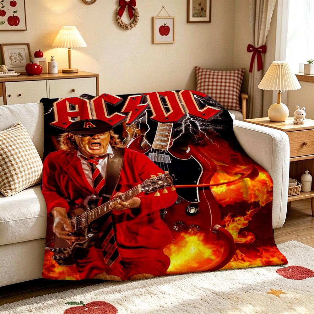 Angus Young Rock Guitar Blanket Camping Trip Soft And Comfortable Office Rest Blanket Bedroom Outdoor Plush Blanket