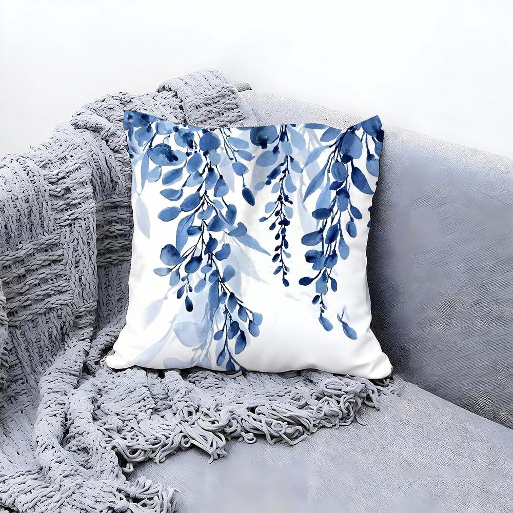Painted Blue Print Creative Cushion Cover Premium Comfort Reversible Pillow Cove -Two in One Design for Any Room & Car Interior