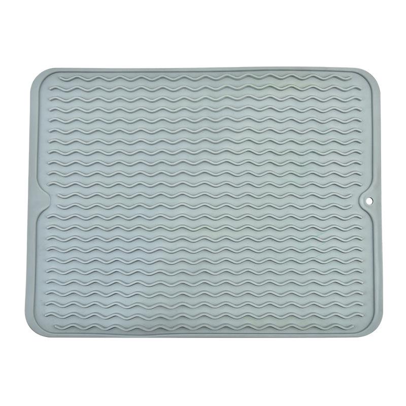 Heat-Insulating Non-Slip Rubber Kitchen Placemat and Drain Mat with Wavy Grooves, Waterproof Design