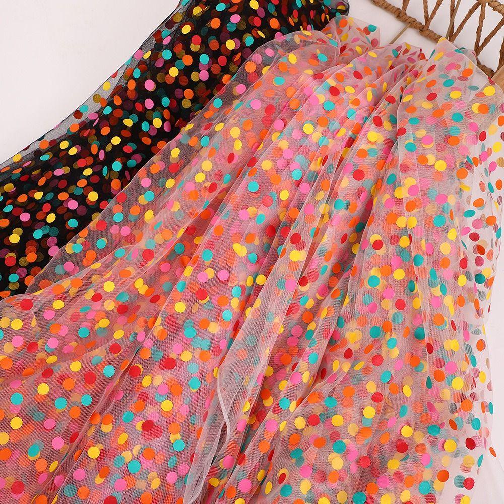 Tissu Tulle à Pois Colorés Organza Transparent Doux Gaze Polyester Léger Papier d'Emballage pour Bouquet Fabrication de Nœuds