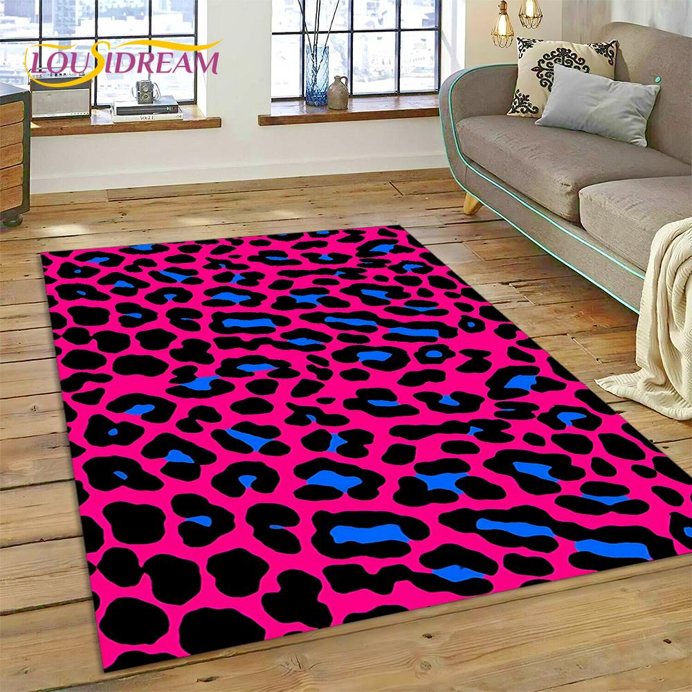 Colorful Zebra Stripe Leopard Tiger Print Pattern Rug Carpet for Living Room Bedroom Decor,Non-slip Decoration for Sofa Doormat