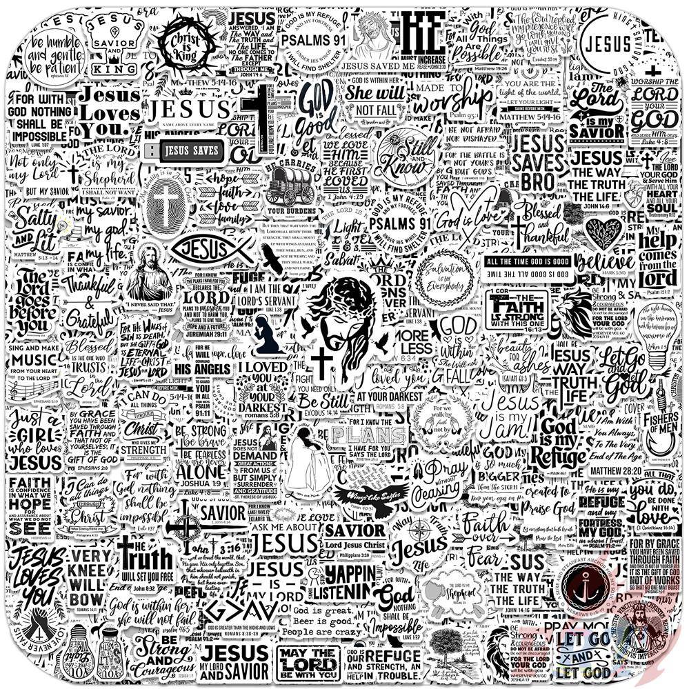 125Pcs/Set Black & White Bible Phrase Mini Diary Manual Stickers DIY Scrapbooks Album Decor Decals Stickers