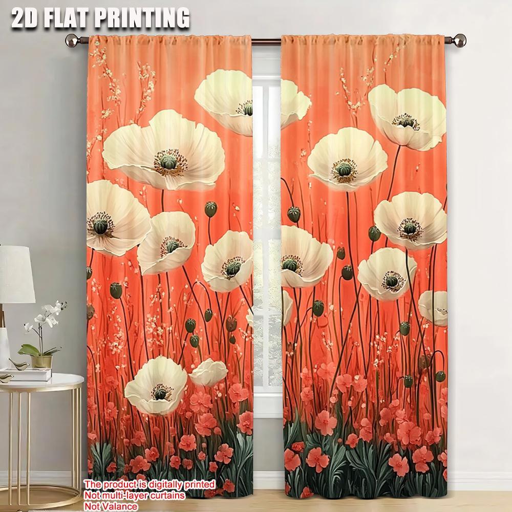 

Curtain Flowers Plants Fabric Without Electricity Birthday Party Perfect Seasonal Decorations Curtains Made Of Polyester W100*H70(CM)-Rod Pocket&2PCS