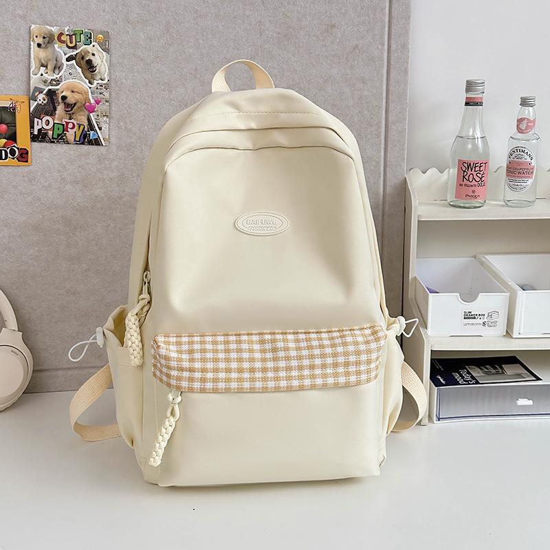 School Bag Elementary School Backpack Lightweight Casual Plaid Backpack Large Capacity Sports Travel Student Backpack Single pack белый