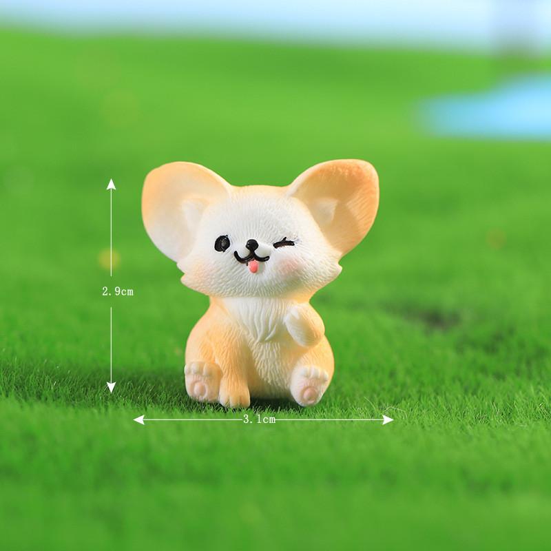 Cute Resin Fennec Fox Miniatures For Fairy Gardens Set Of 13 Adorable Figurines