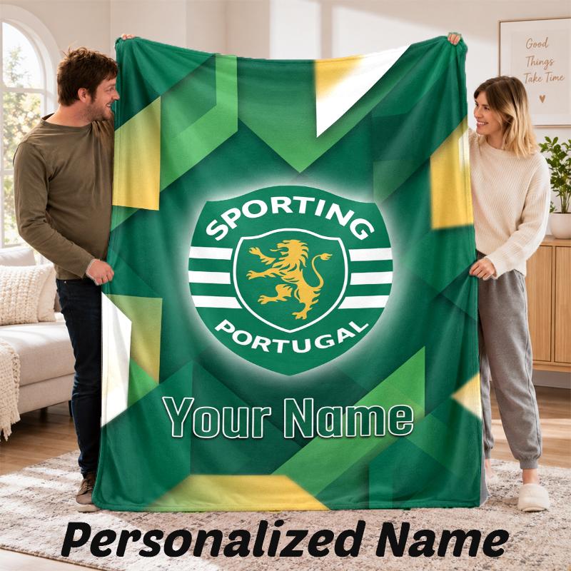 Sporting CP Personalized Flannel Blanket Custom Name Text Soft Throw Blanket Home Decor