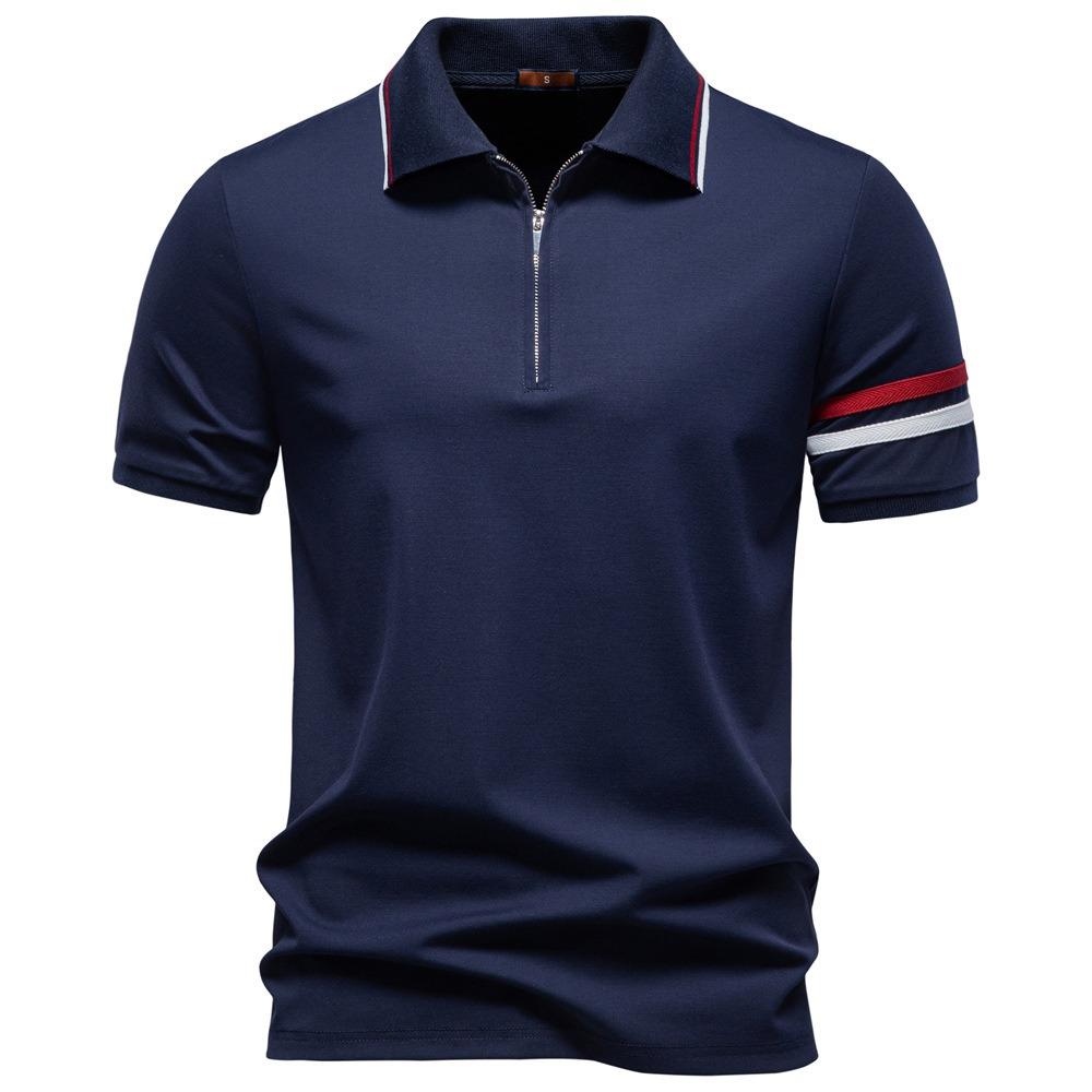2026 Summer New Collar Zipper Polo Shirt Business Casual Men's Short Sleeves