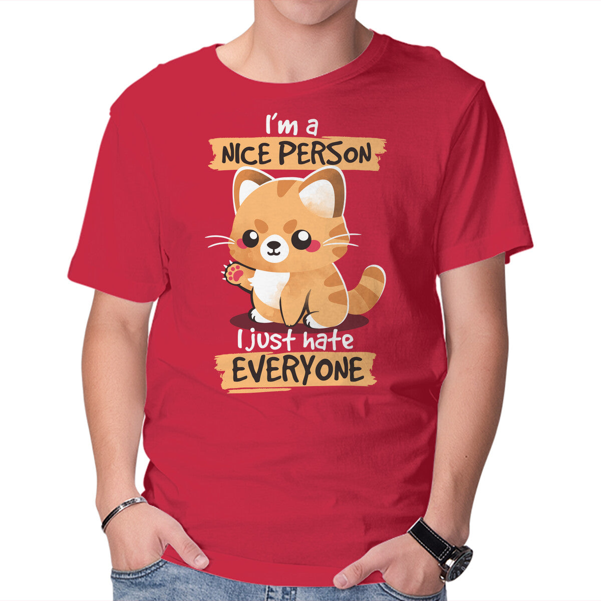 Unisex Crew Neck T-Shirt Nice Person Graphic Short Sleeve Casual Tee S