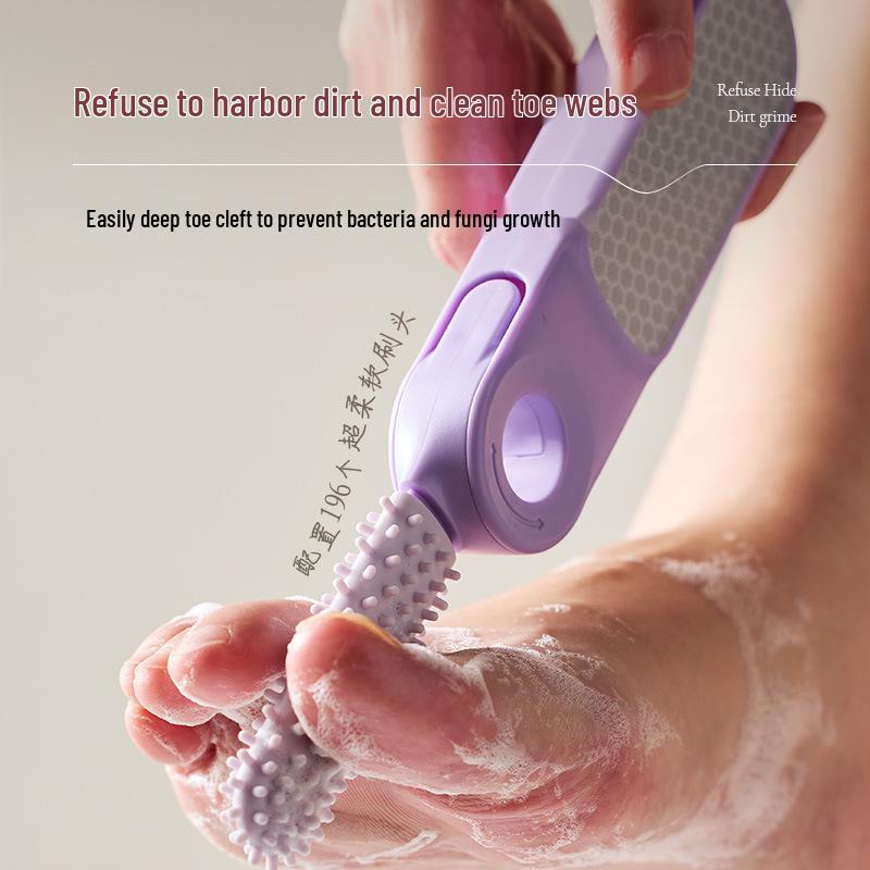 Dual-Use Foldable Foot Scrubber & Callus Remover Brush for Bathroom.