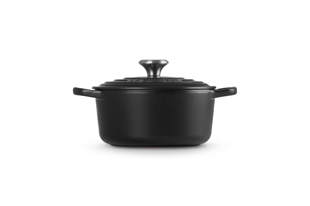 LE CREUSET Cast Iron Enamel Cocotte Ronde Pot, 18 Cm, Matte Black, Induction Oven Compatible [Official Japanese Product]