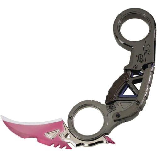 CreateLyh1 Miniature Fleurette Claw, Pink and Blue, Foldable, Karambit Raptor's Claw, 18cm, Weapon, Toy, Cosplay Prop, Super Legend Goods, Figurine, A