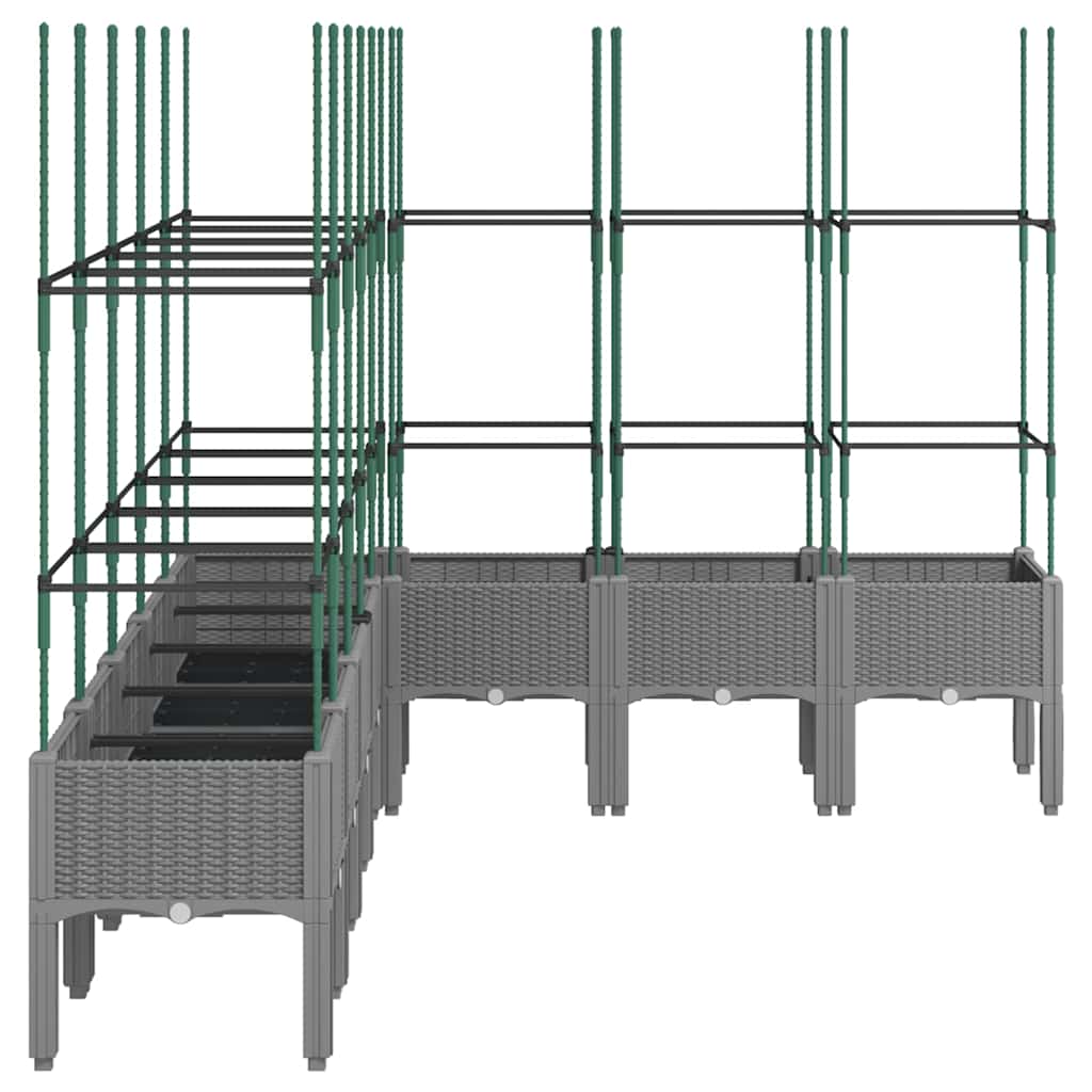 Planter with Trellis Light Grey 200 x 160 x 142.5 cm PP