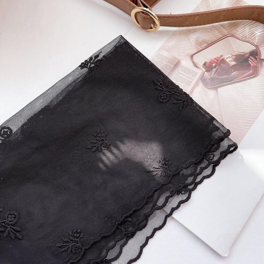 Literary Retro Women's Lace Scarf Solid Color Long Silk Scarf Floating Embroidery Flower Korean Version Sunscreen Shawl