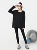 2026 Spring/Autumn Women's Plus Size Yoga Set - Loose Fit Long Sleeve Top & Skinny Tights Fitness Ensemble