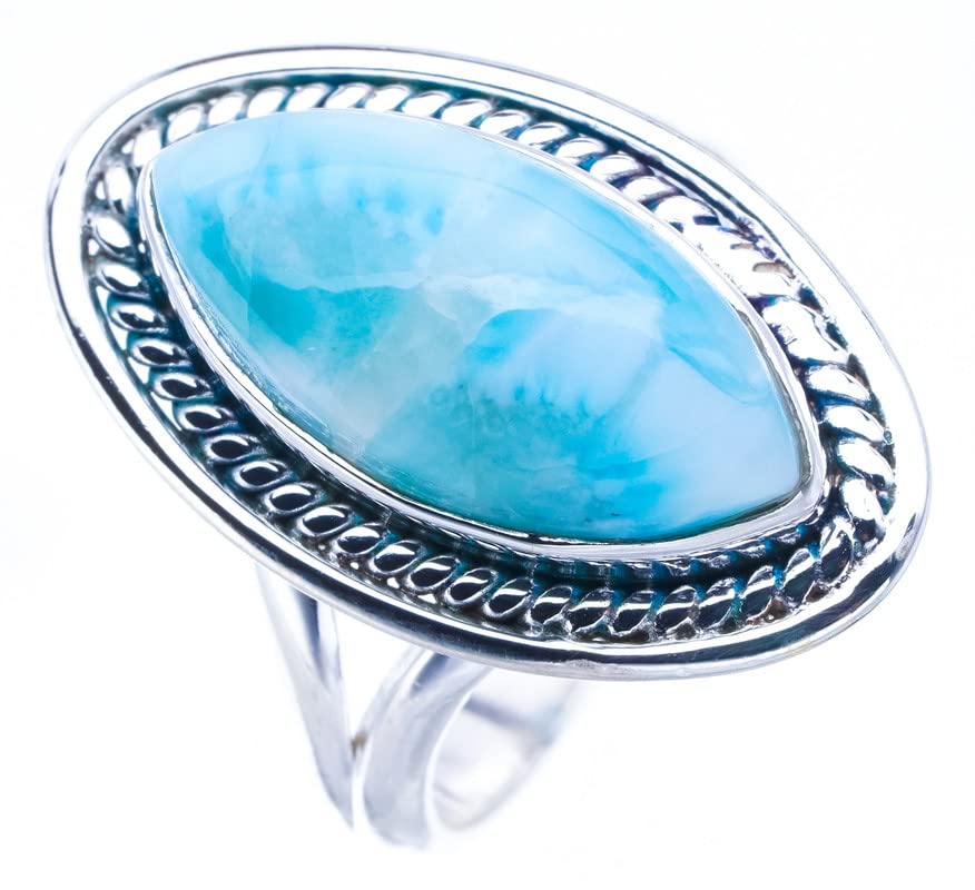 

StarGems® Natural Larimar Handmade 925 Sterling Silver Ring 7 F0802