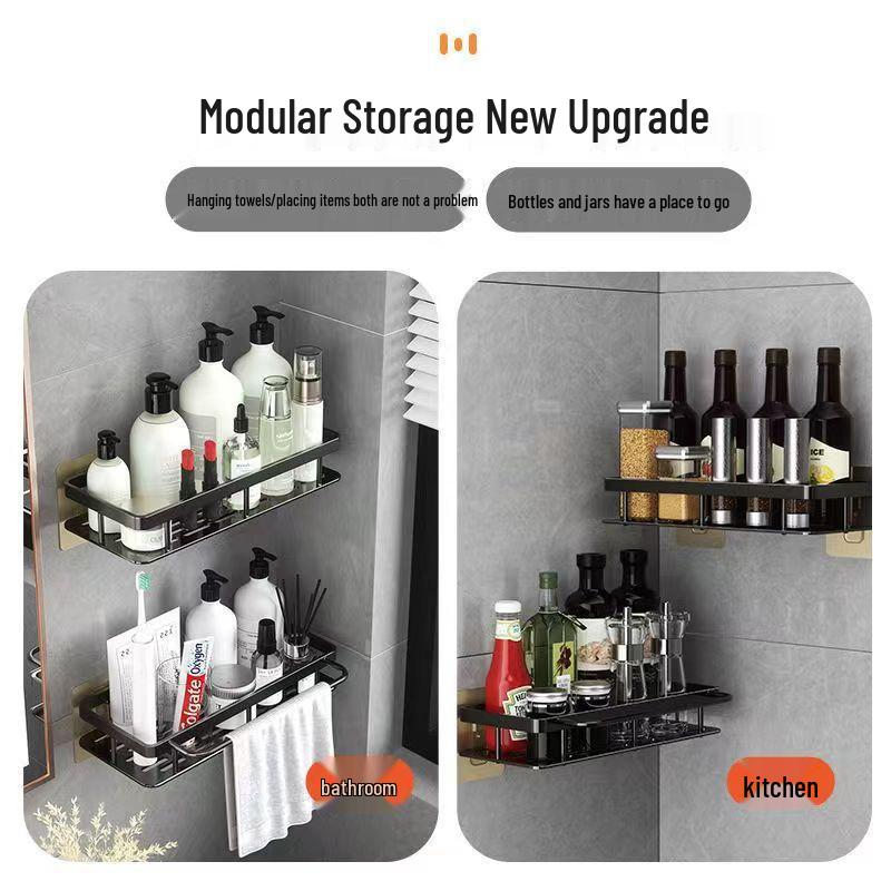 Punch-Free Bathroom Cabinet Shelf: Wall-Mounted Storage Rack for Toiletries & Washstand Supplies