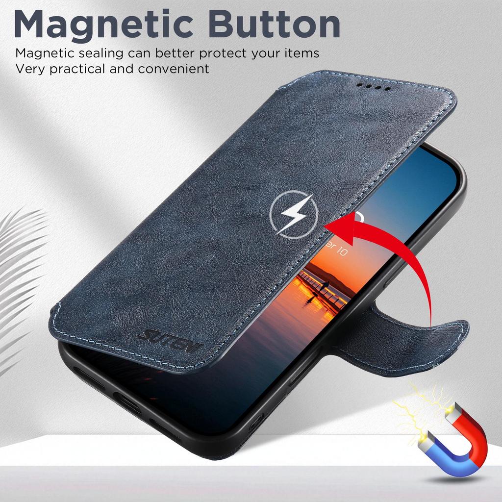iPhone 17 Pro Max Flip Case with Card Slot & Magnetic Snap, 2-in-1 Wireless Charging Stand, Leather Design