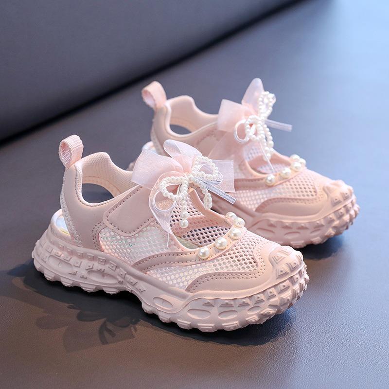 New Summer Girls' Closed-Toe Sandals - Sports Breathable Hollow-Out Mesh Beach Shoes for Big & Little Kids