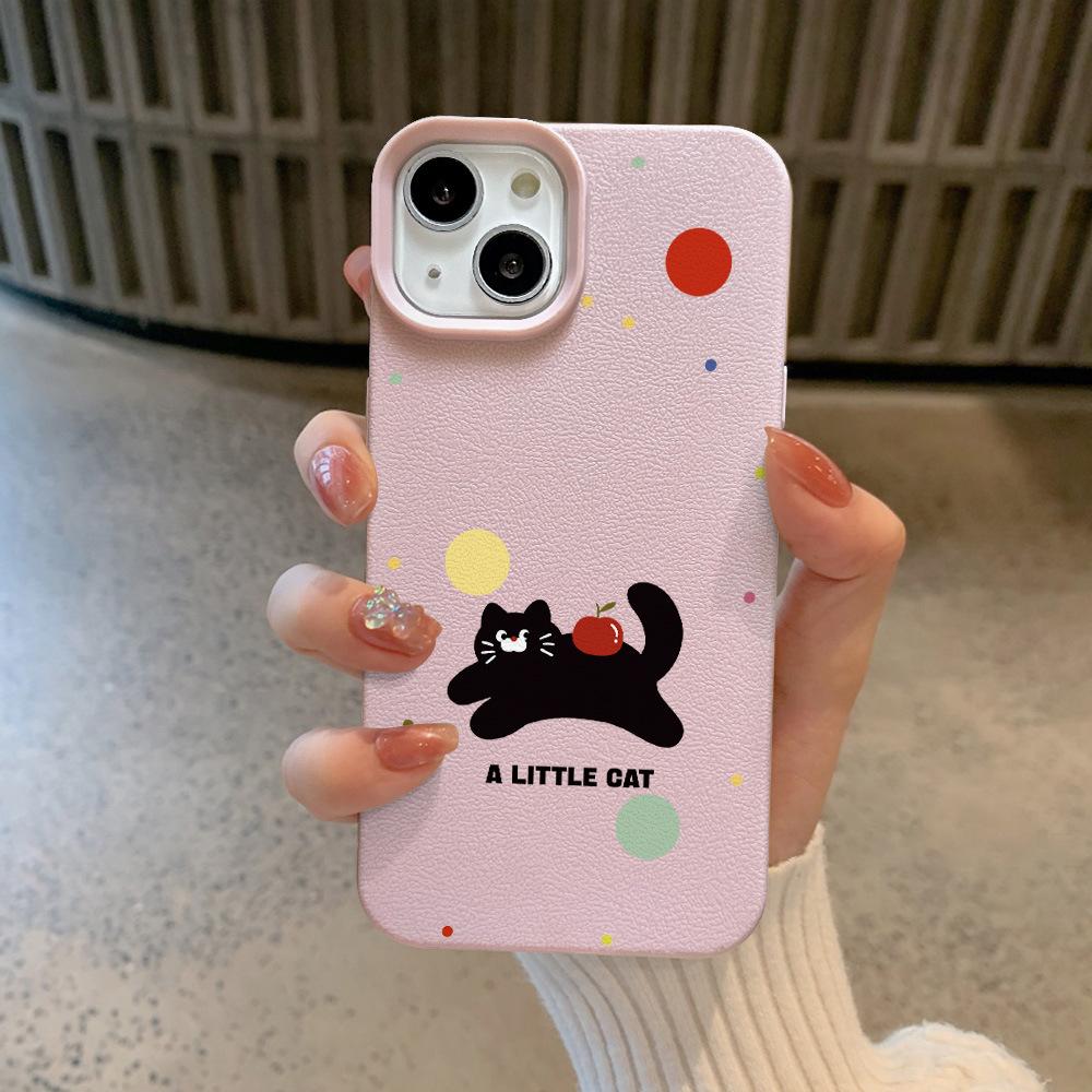 Colored Bean Cat Suitable for Apple 16 Mobile Phone Case IPhone 15/14plus Cartoon 12 Lychee Pattern 11