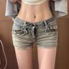 Dames Retro Blauwe High Street Lage Taille Denim Shorts
