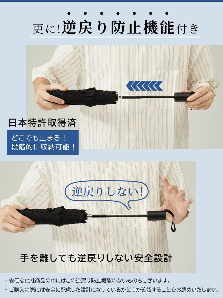 KIZAWA Folding Carbon Automatic Level 5 Water Includes Cover Umbrella, Shape-Resisting, Ultra-Lightweight Fiber, 195g, One-Touch Open/Close,