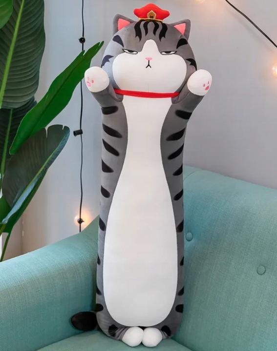 Miś Maskotka Poduszka Długi Pluszowy Angry Kot 70Cm Xxl Miękka Przytulanka