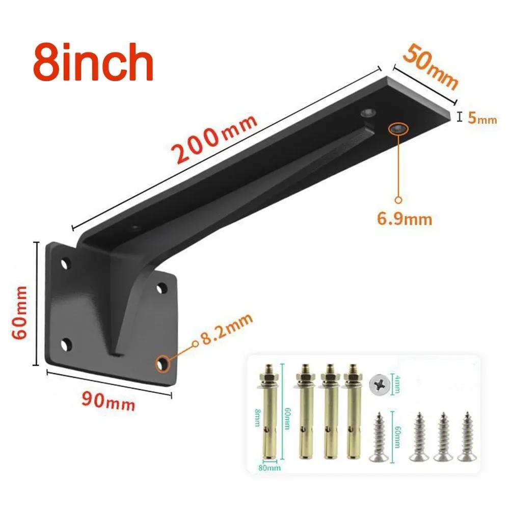 111-111mm Metal Floating Shelf Bracket Wall Mount Heavy Duty For Wood Shelves Support Black Cold Rolled Steel