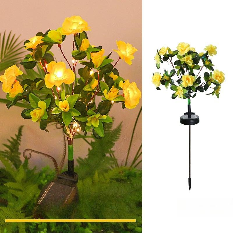 LED Solar Light Waterproof Azalea Solar Flowers Lamp Outdoor Decorative for Garden Yard Lawn Path Lighting Holiday Wedding Decor