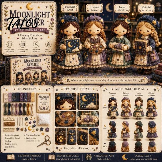 Craft Kit with Instructions Patchwork Girl DIY Kit, 3D Doll Sewing Set Pre-Cut for Teens Fabric Thread Needles, Cute Home Decor Handmade Gift