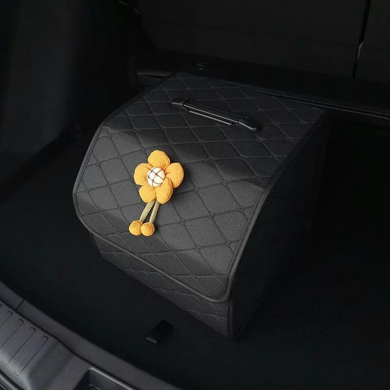 Car Trunk Organizer Box Large Capacity Auto Multiuse Tools Storage Bag Stowing Tidying Leather Folding For Emergency Storage Box