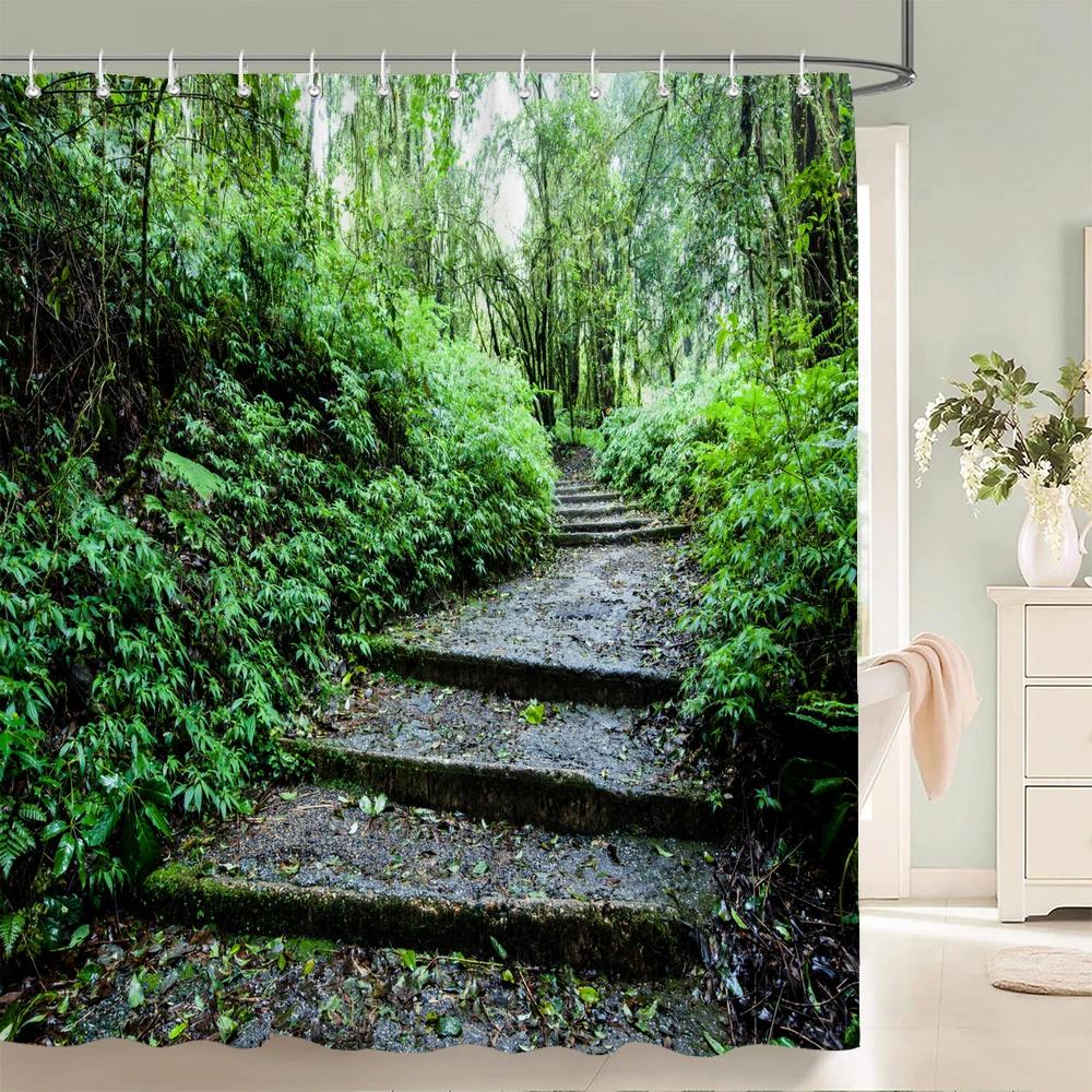 3D tropical rainforest forest landscape printed shower curtain with hook bathroom waterproof polyester bath curtain home decor