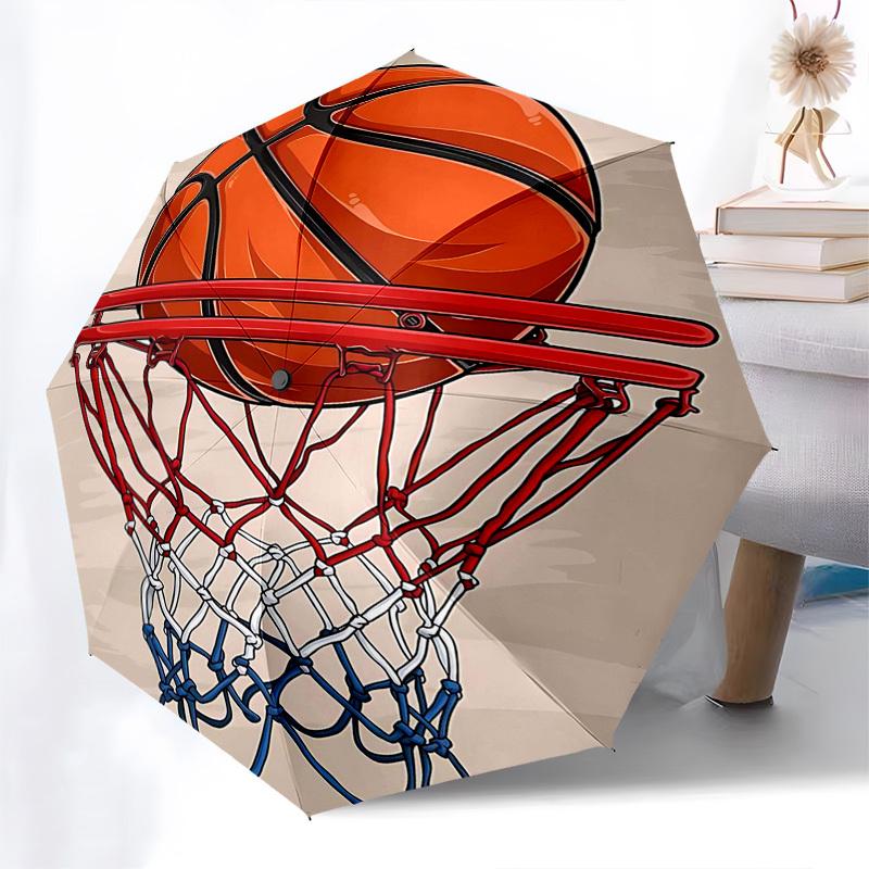 

1pc Basketball Hoop Automatic Opening/Closing Umbrella, Portable Folding Design with Iron Frame, Outdoor for Fans, Travelers, Daily Use, Ideal Gift fo
