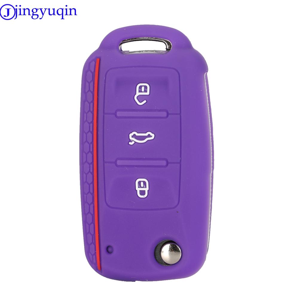 Jingyuqin Silicone Keyless Remote Cover For VW Caddy Golf Jetta Polo Passat Scirocco Tiguan For Skoda Octavia Seat 3B