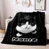 Coperta Personalizzata Gatto Bianco Nero Design Viso Gattino Carino Nome Personalizzato Pile Plaid Tutte le Stagioni Morbida Calda Biancheria da Letto Decorazione Casa