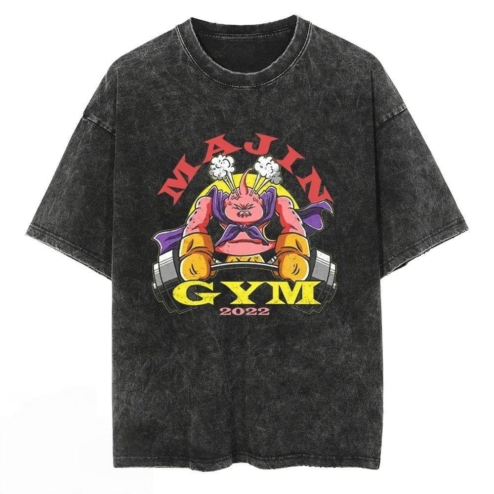 2026 Summer Dragon Ball Super Retro T-shirt Men Washed Cotton Oversize Goku & Vegeta Blue Print Casual Unisex Available Y2k