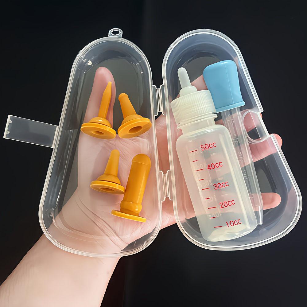50ml Newborn Pet Feeding Set: Assorted Soft Nipples + Dropper + Storage Case 1-SET