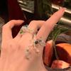 Anillos Florales de Cristal Ajustables de 2 Piezas Borlas de Dopamina Anillos de Dedo de Flor Joyería