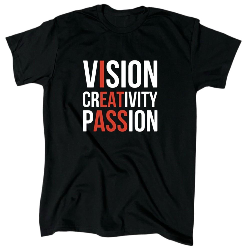 Vision Kreativitet Passion Herr T-shirt Rolig - Svart - Rundhalsad - Gåva Unisex T-shirt