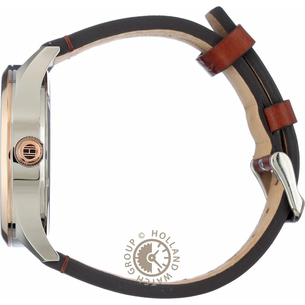 Tommy Hilfiger Spencer Blue Brown Leather Men's Mechanical Automatic Watch 1791642