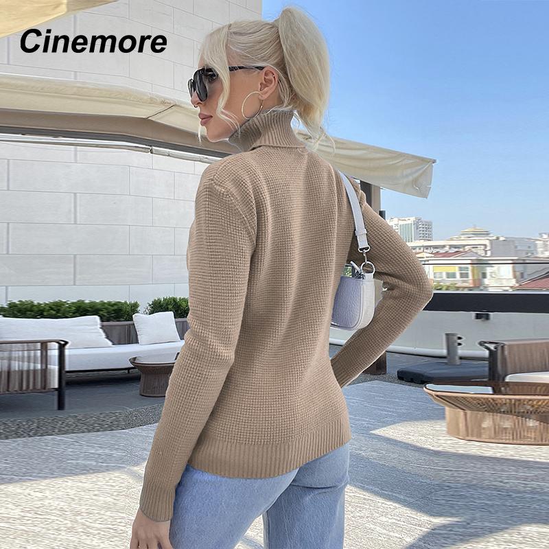Cinemore Spring Autumn Women's Sweater Solid Oversize Casual Pullovers Warm Basic Long Sleeve Top O Neck Knitted Jumper Sweater