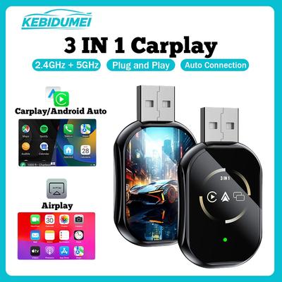 Q1O 3IN1 Car AI Box Wired To Wireless Carplay for Airplay MirrorLink Smart Dongle Bluetooth WiFi Android Auto Adapter