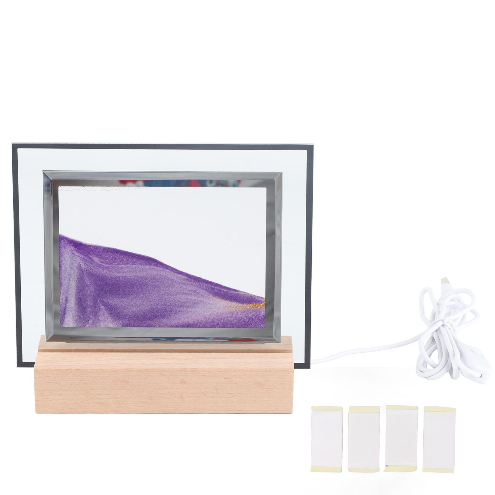 Moving Sand Art Painting Night Light Square 3D Dynamic Sand Painting LED Lamp Relaxing Desktop Art for Home Office