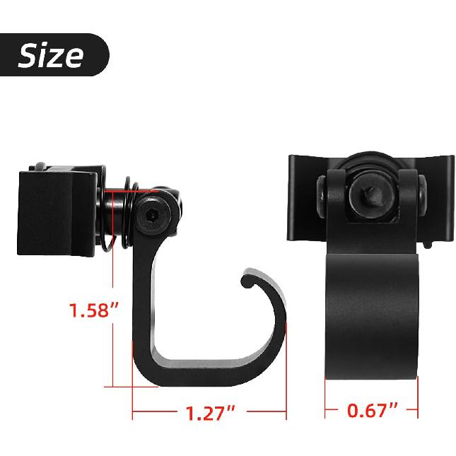 L Track Single Stud Fitting With Gear Hook L-Track Spring Loaded Adjustable Gear Hook, Pack Of 5, Black