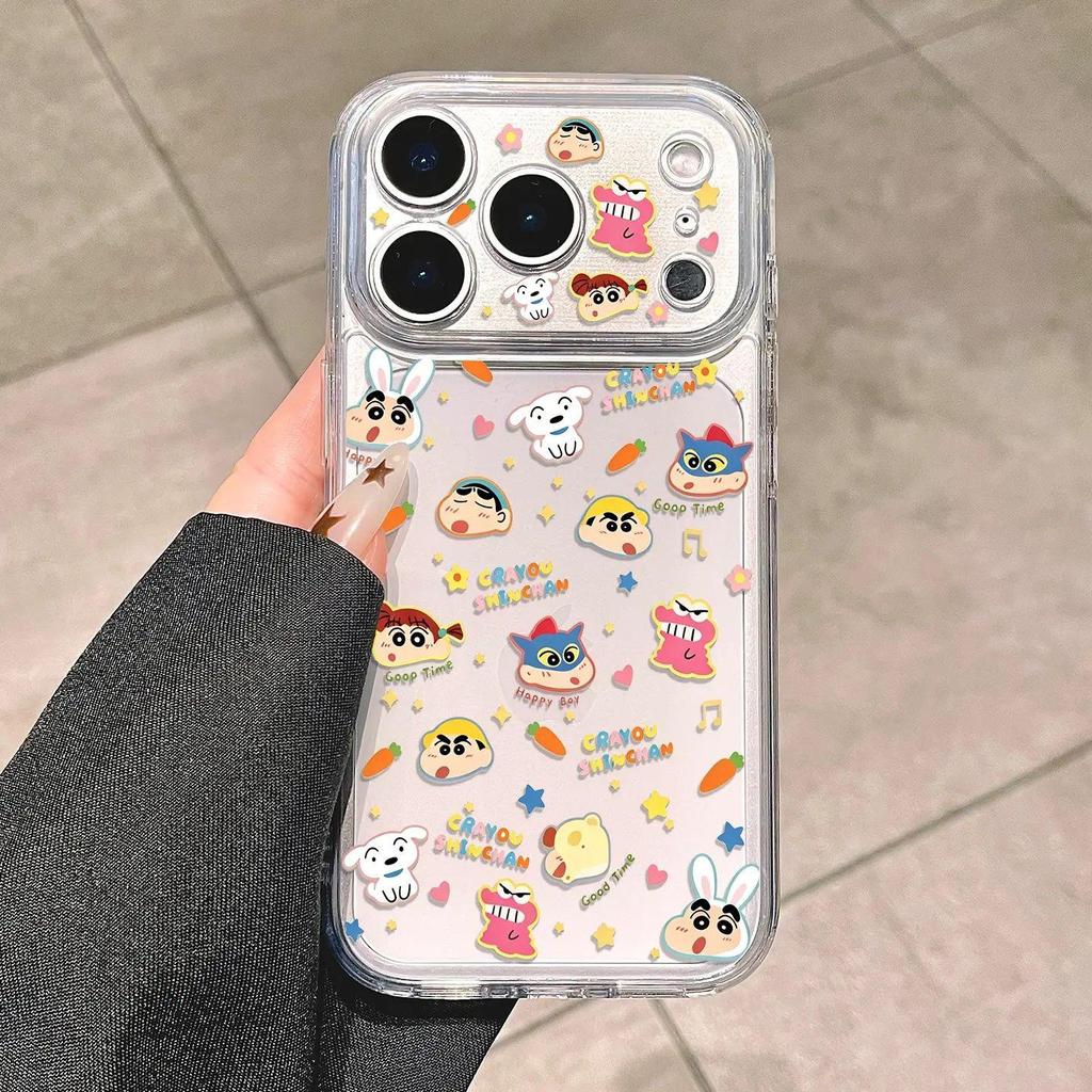 Chao Rabbit Shin-chan Apple 17/16/15 Phone Case, Compatible with 17 Pro Max, 14, XS, Transparent Space Shell.